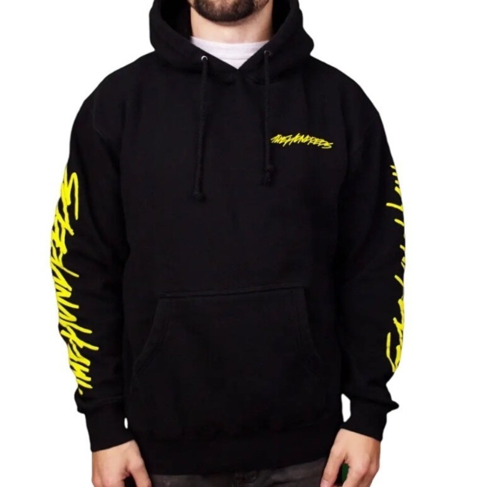 The Hundreds Hoodie Men's M Black Yellow Graffiti Adam Bomb Pullover